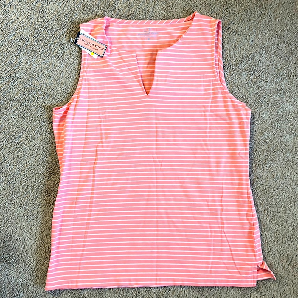 Vineyard Vines coral sand striped tank top